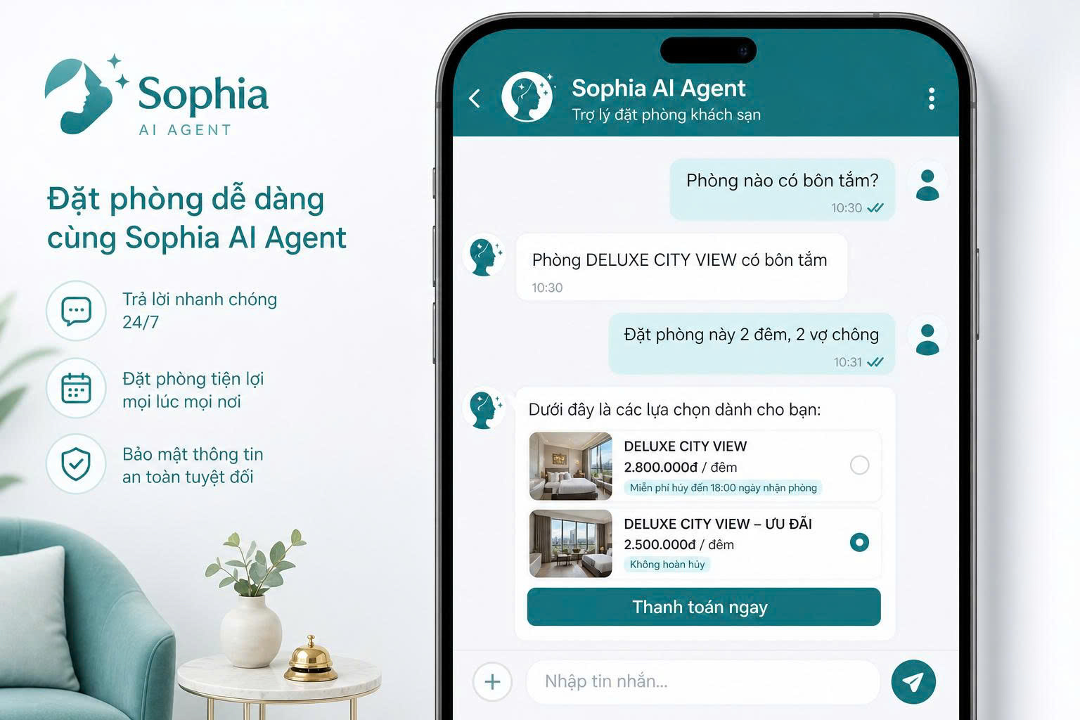 Concierge AI trên Sophia Booking Engine